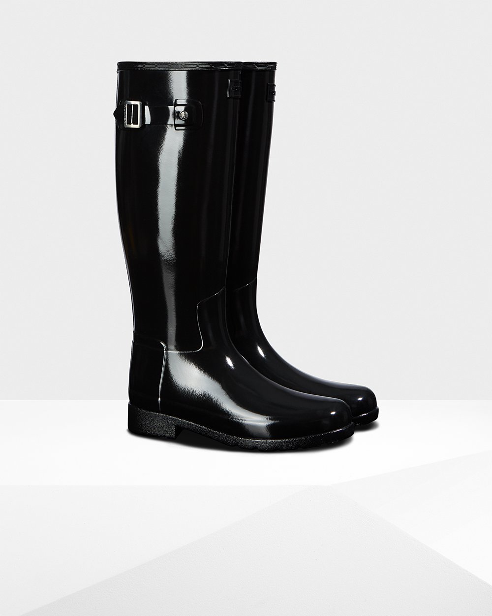 Bottes Hautes de Pluie Hunter Original Refined Gloss Femme Noir QHNIATX-27